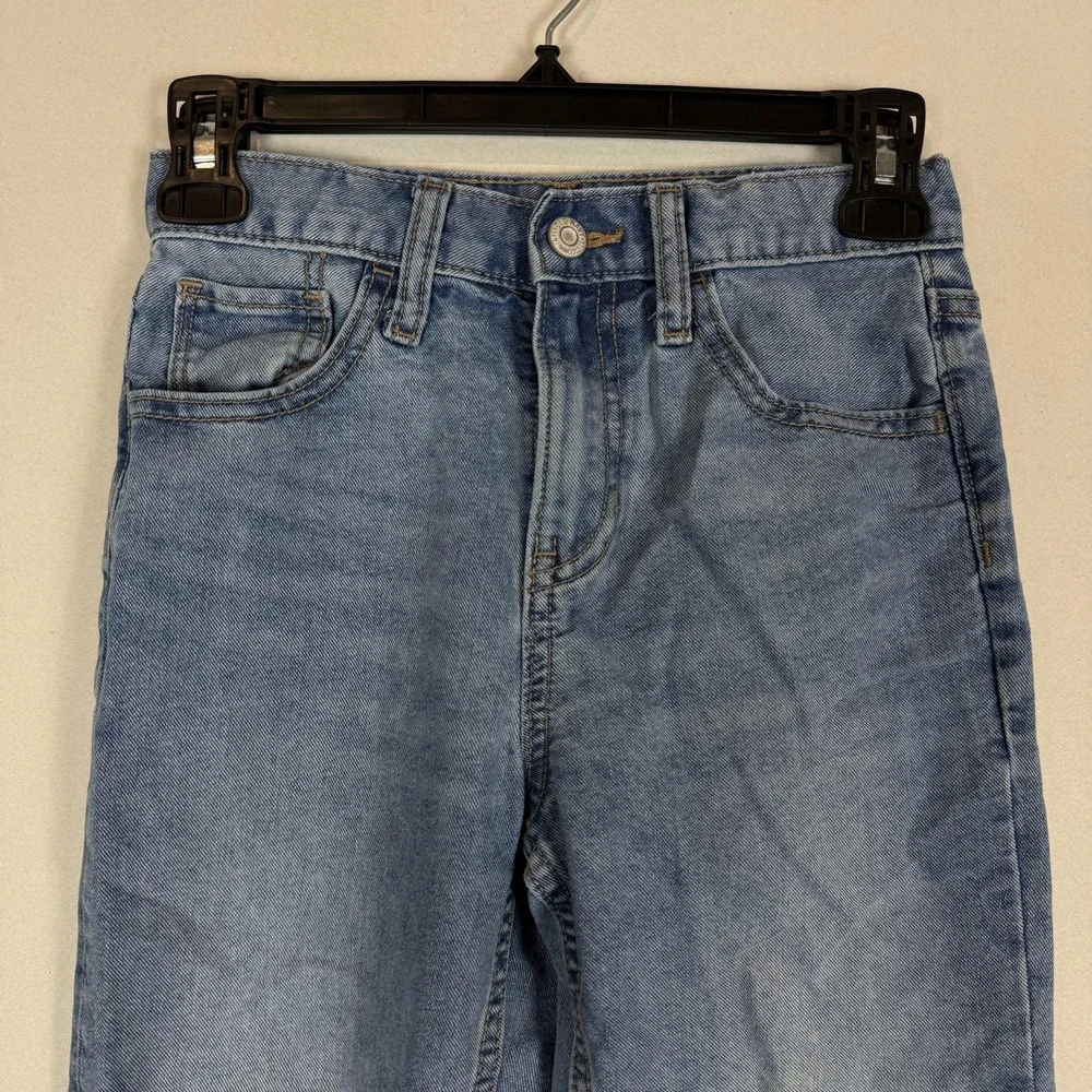 Old Navy Jeans Girls 8 Blue High Rise Slouchy Straight Light Wash Denim Relaxed